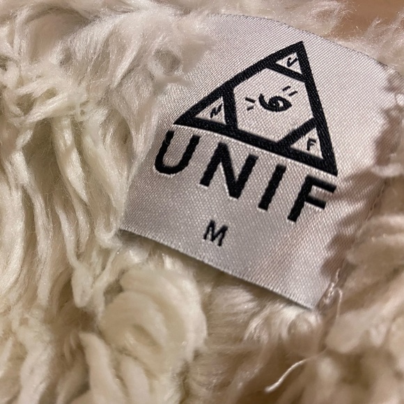 UNIF Army Green Chelsea Shearling Coat Asymmetric Faux Fur Lined Jacket - Picture 4 of 6